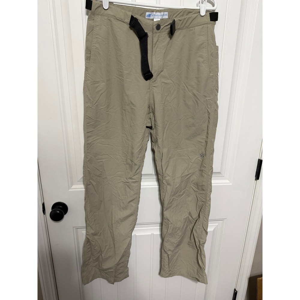 Eastern Mountain Sports Hiking Pants Mens 34 Tan Belted Lightweight Nylon EUC